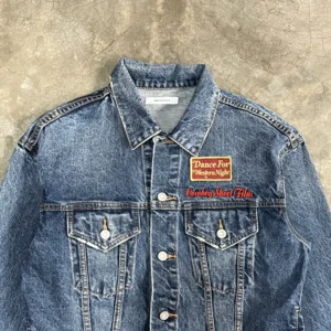 Blue patched denim jacket