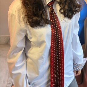 Red and Black striped diamond printed Tie