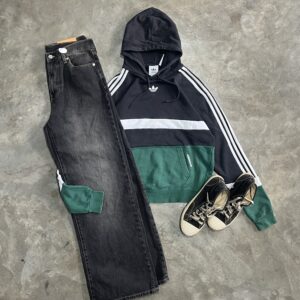 Adidas striped hoodie